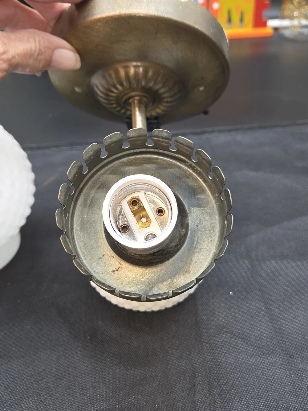 Mid Century Wall Sconce Lamp Milk Glass Hob Nail Shade